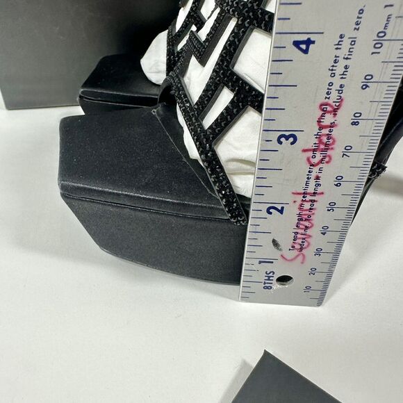 Versace La Greca 38 Maze Crystal Embellished Black Platform Sandal NIB $1,725 - Picture 9 of 13